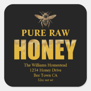 Gold & Black Honey Bee   Jar Label  & Apiary Name