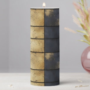 Gold Black Industrial Pattern Pillar Candle