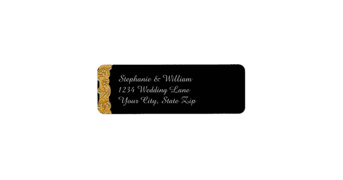 Gold & Black Irish Wedding Return Address Label