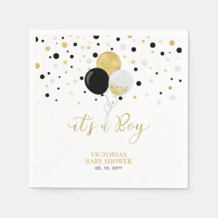 Gold & Black It's a Boy Baby Shower Napkins