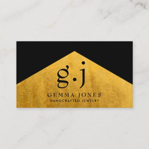 Gold Black Jewelry Designer Faux Gold Foil Edge  Business Card