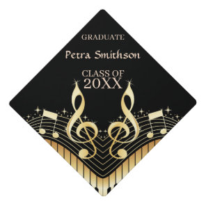 Gold & Black Keyboard Graduation Cap Topper