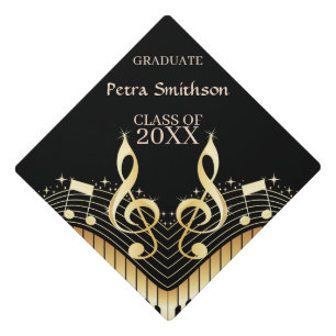 Gold & Black Keyboard Graduation Cap Topper