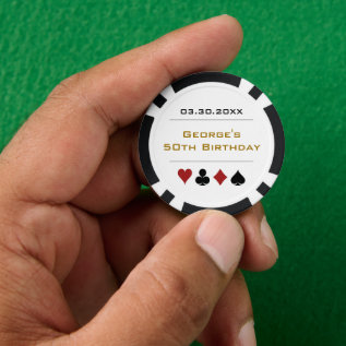 Gold Black Las Vegas Casino Poker Chip Birthday at Zazzle