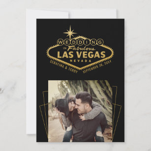 Gold Black Las Vegas Wedding Photo Save The Date