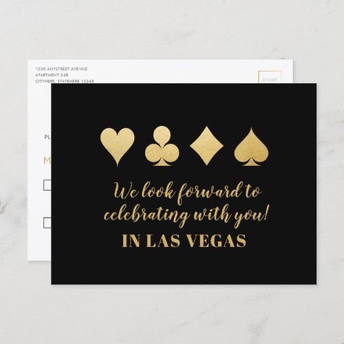 Gold Black Las Vegas Wedding RSVP Response Card