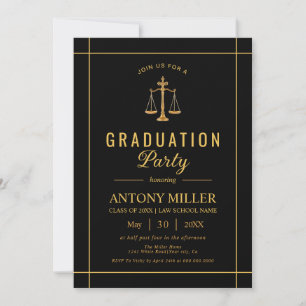 Gold, black law school graduation Class Of 2026  Invitation