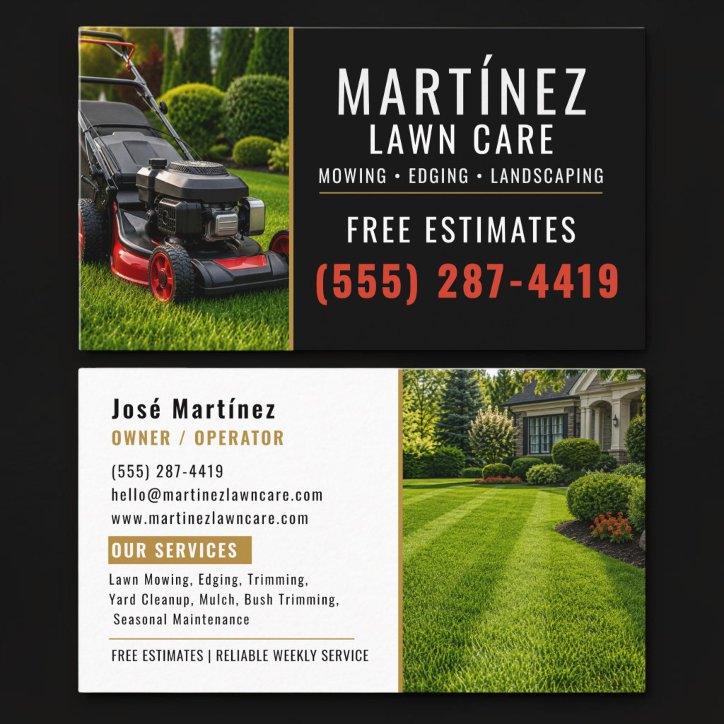 Gold Black Lawn Care Mowing Landscaping Business Card
