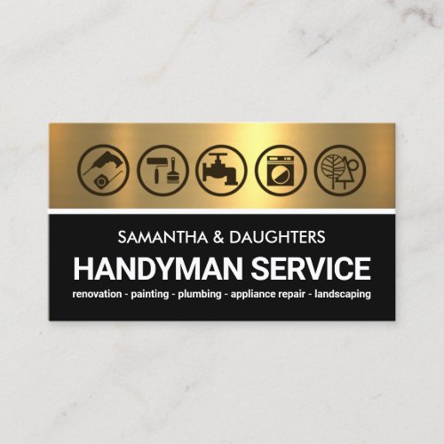 Gold Black Layers Handyman Tools Business Card