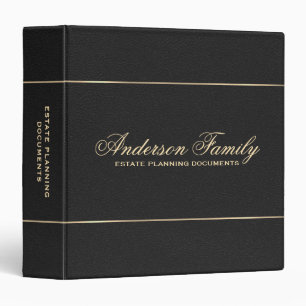 Gold Black Leather Estate Planning Documents 3 Ring Binder