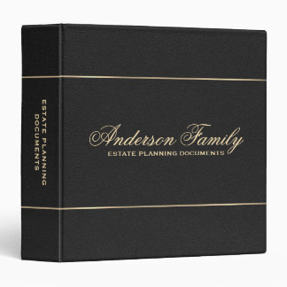 Gold Black Leather Estate Planning Documents 3 Ring Binder