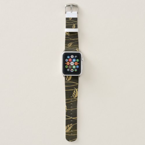 Gold  Black Leaves 3D Texture Apple Watch Band