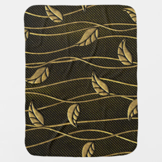 Gold & Black: Leaves 3D Texture. Baby Blanket