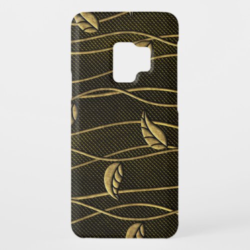 Gold  Black Leaves 3D Texture Case_Mate Samsung Galaxy S9 Case