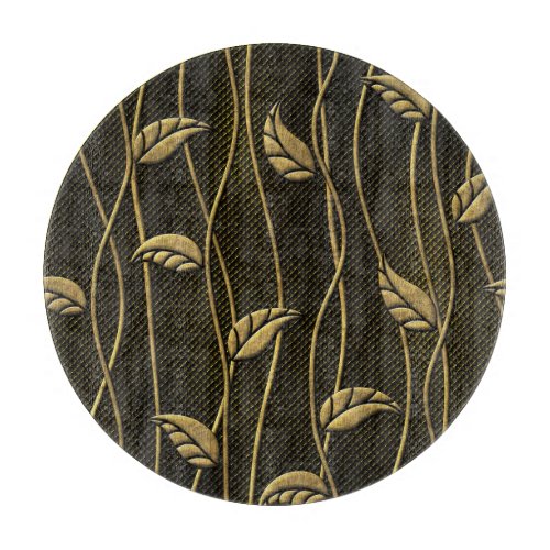 Gold  Black Leaves 3D Texture Cutting Board