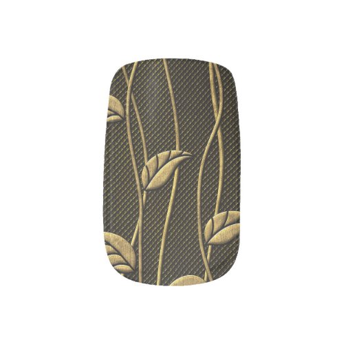 Gold  Black Leaves 3D Texture Minx Nail Art