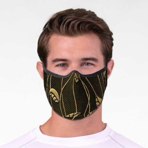 Gold  Black Leaves 3D Texture Premium Face Mask
