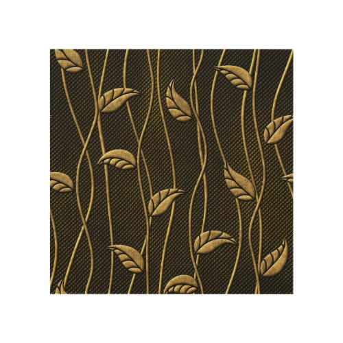Gold  Black Leaves 3D Texture Wood Wall Art
