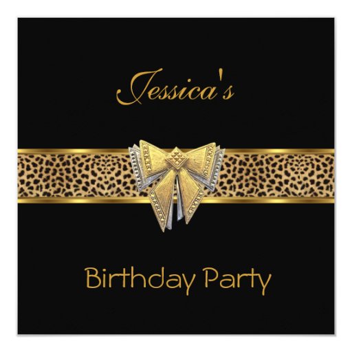 Gold Black Leopard bow Elegant Classy Birthday Card | Zazzle