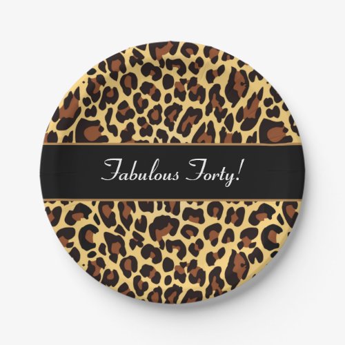 Gold Black Leopard Fabulous 40 Birthday A04 Paper Plates