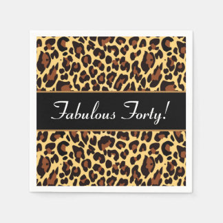 Gold Black Leopard Fabulous 40 Birthday A10 Paper Napkins