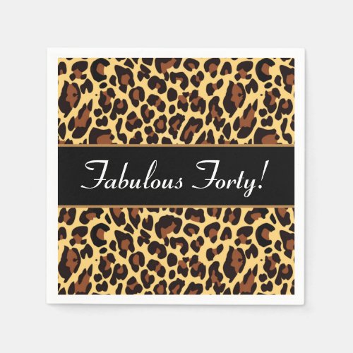 Gold Black Leopard Fabulous 40 Birthday A10 Paper Napkins