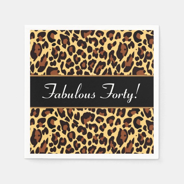 Gold Black Leopard Fabulous 40 Birthday A10 Paper Napkins (Front)