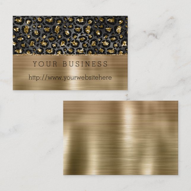 Gold Black Leopard Glitter  Business Card (Front/Back)