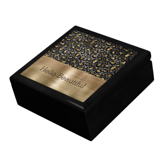 Gold Black Leopard Glitter  Gift Box (Side)