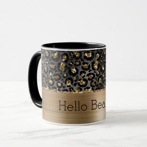 Gold Black Leopard Glitter  Mug