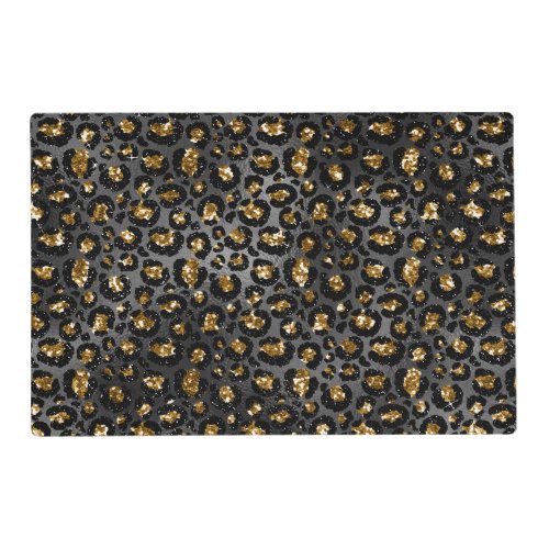 Gold Black Leopard Glitter  Placemat