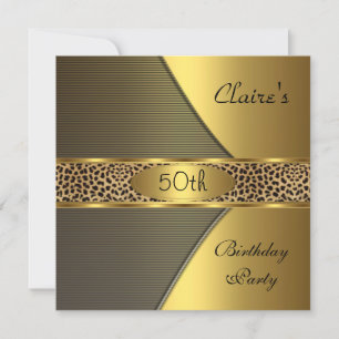 Gold Black Leopard Invite 50th Birthday Party