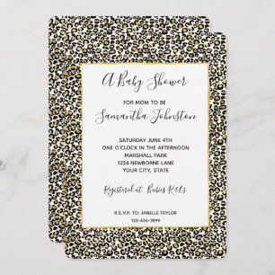Gold Black Leopard Print Baby Shower Invitation