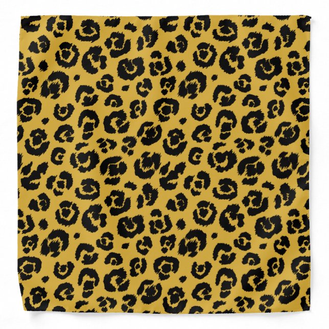 Gold Black Leopard Print Bandana (Front)