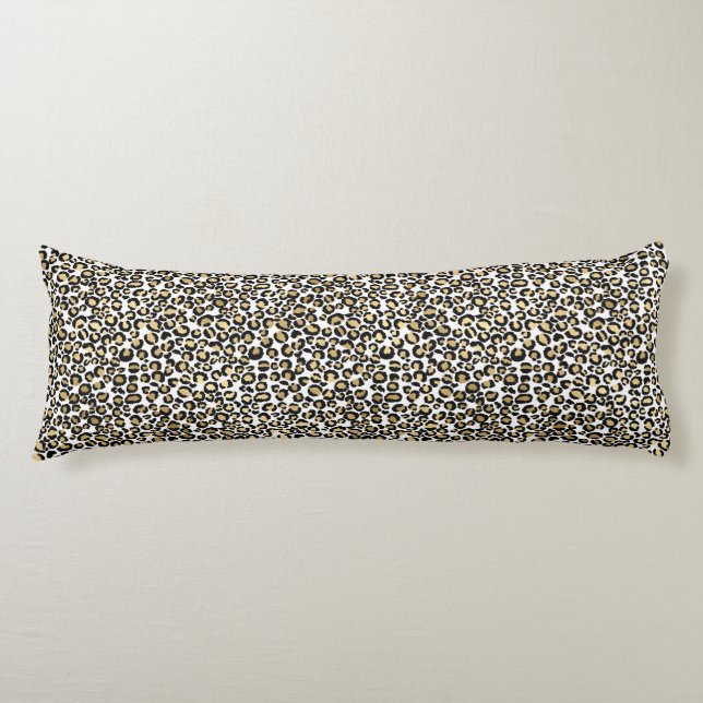 Gold Black Leopard Print Body Pillow (Front)