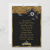 Gold Black Leopard Print & Bow Photo Quinceanera Invitation (Back)