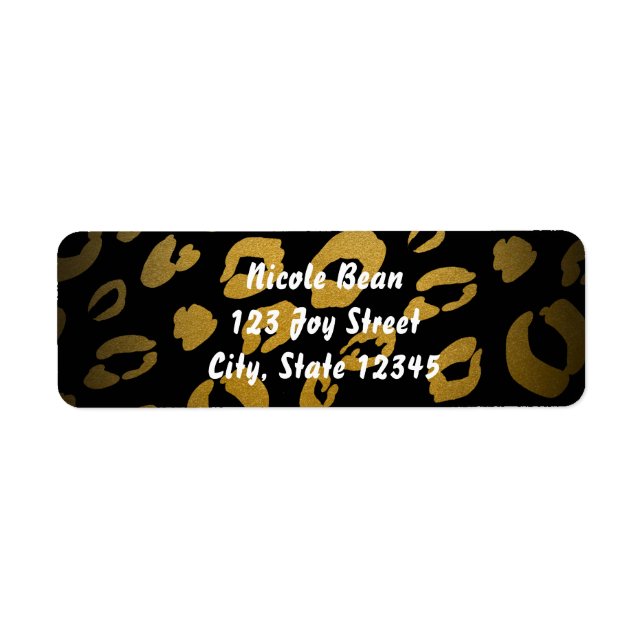 Gold & Black Leopard Print Chic Address Labels (Front)