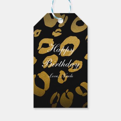 Gold  Black Leopard Print Chic Party Gift Tag