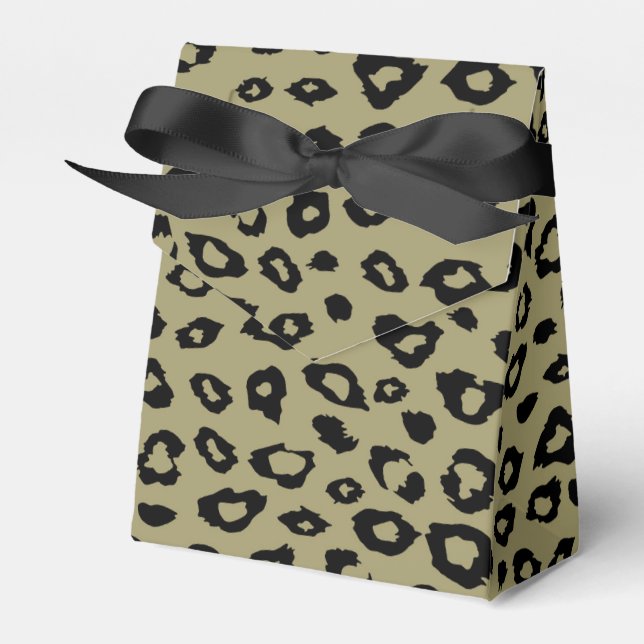 Gold Black Leopard Print Favor Boxes (Front Side)