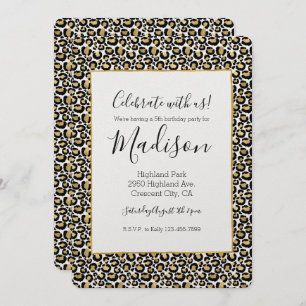 Gold Black Leopard Print Invitation