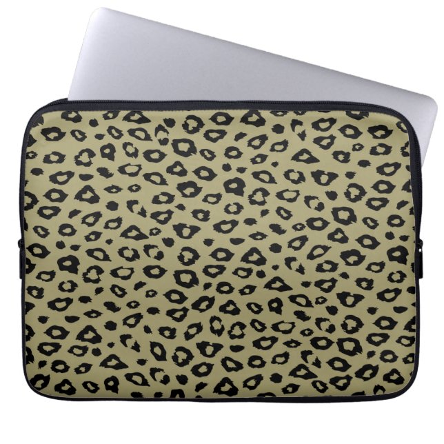 Gold Black Leopard Print Laptop Sleeve (Front)