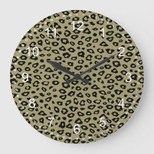 Gold Black Leopard Print Large Clock