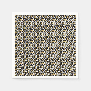Gold Black Leopard Print Napkins