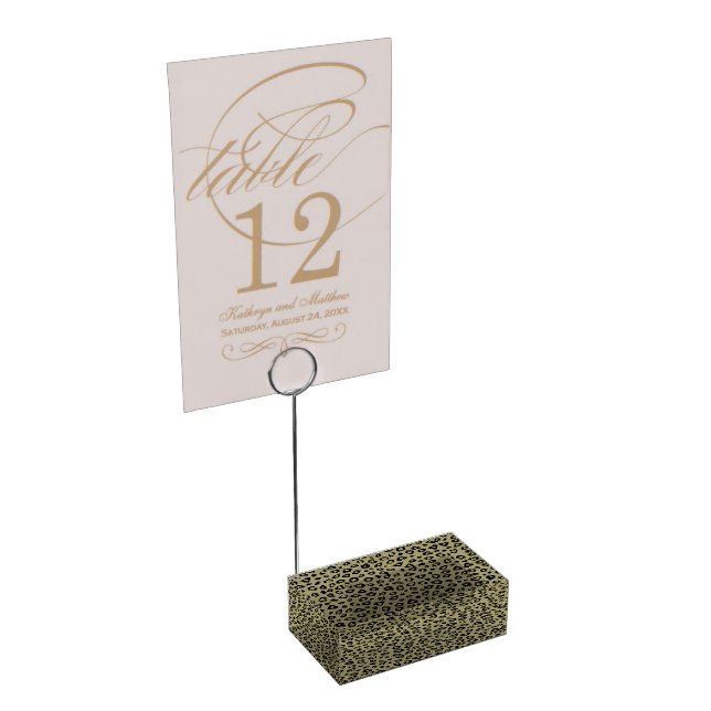 Gold Black Leopard Print Place Card Holder (Corner)