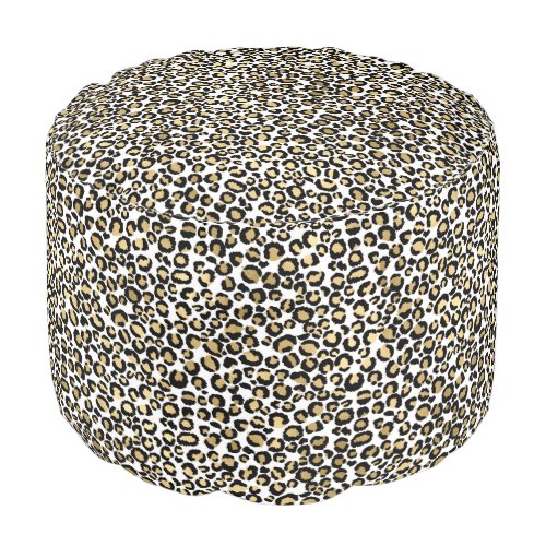 Gold Black Leopard Print Pouf