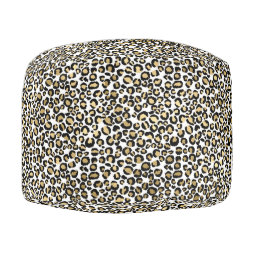 Gold Black Leopard Print Pouf | Zazzle