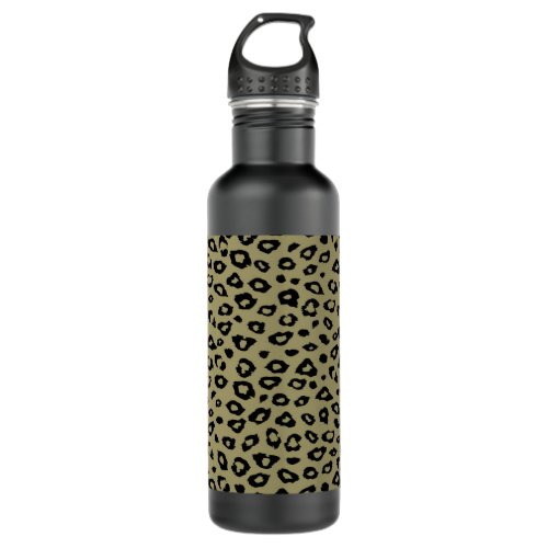 Gold Black Leopard Print Stainless Steel Water Bottle