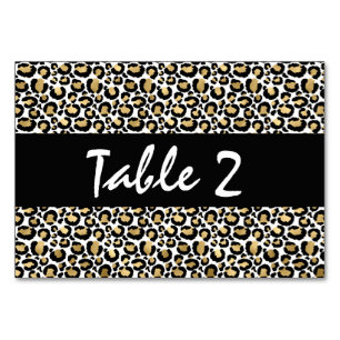 Gold Black Leopard Print Table Number