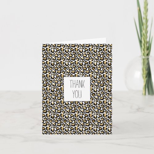 Gold Black Leopard Print Thank You Card