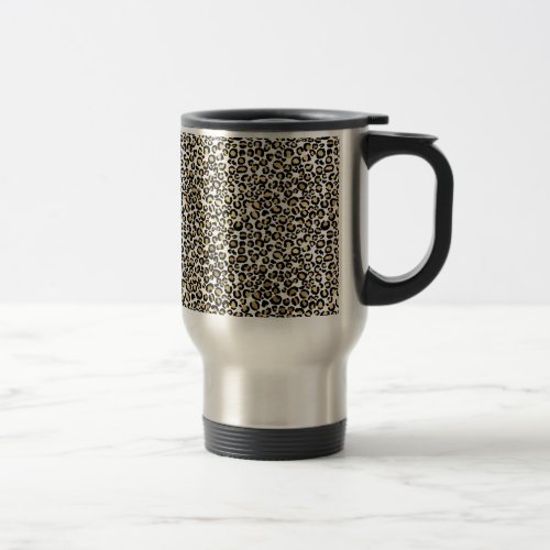 Gold Black Leopard Print Travel Mug